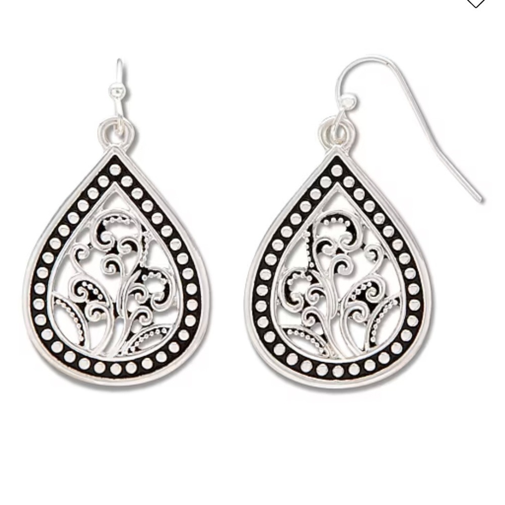 Mix Teardrop Earrings Women Silver Filigree Hypoallergenic Dangle Boho NWT